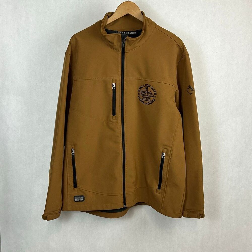 Dri Duck Mens Motion Softshell Jacket Sz XL Saddle Brown Water & Wind Resistant